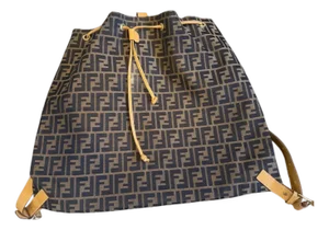 1980s Vintage Zucca Monogram Canvas Back Pack by Fendi