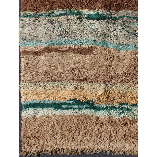 Contemporary Vintage Turkish Brown and Blue Tulu Rug For Sale - Image 3 of 10