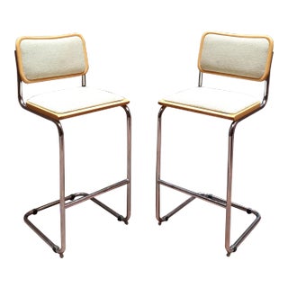Mid Century Cesca Style Vintage Bar Stools - a Pair For Sale
