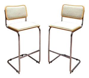 Mid Century Cesca Style Vintage Bar Stools - a Pair