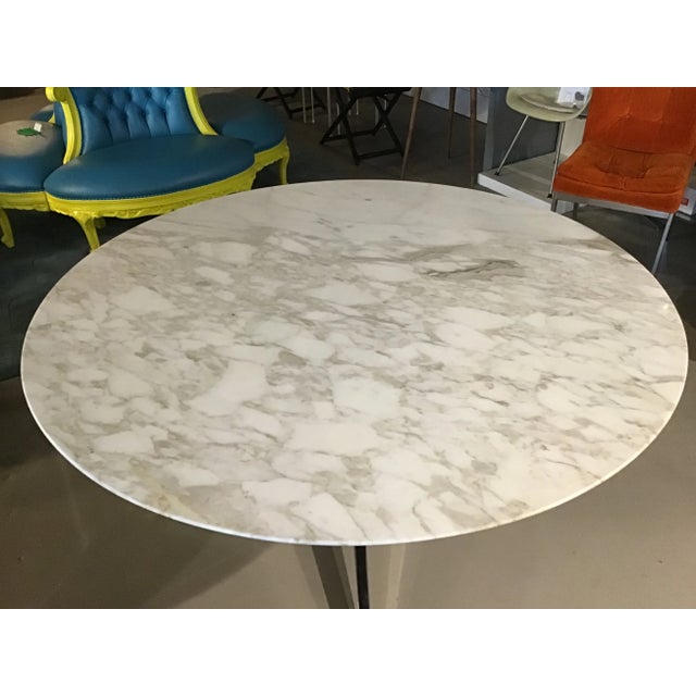 Mid 20th Century Calacatta Marble Top Dining Table Attributed to Florence Knoll For Sale - Image 10 of 13