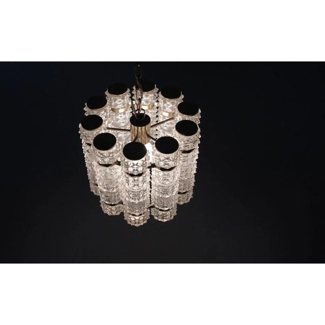 Tubular Crystal & Brass Pendant from Tyringe, 1960s For Sale - Image 6 of 8