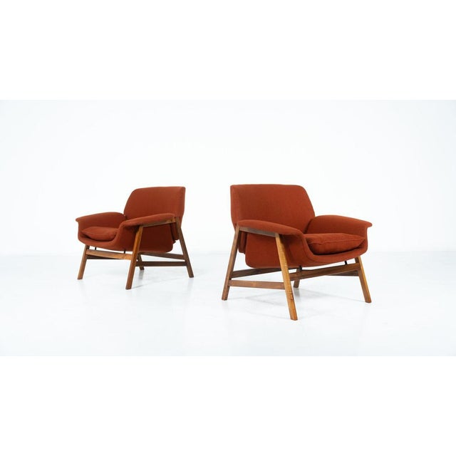 Wood Mod. 849 Armchairs attributed to Gianfranco Frattini for Cassina, 1950s, Set of 2 For Sale - Image 7 of 15