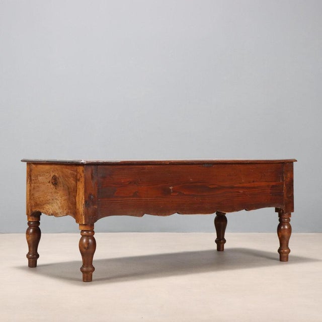 Wood Table with Drawers in Walnut For Sale - Image 7 of 8