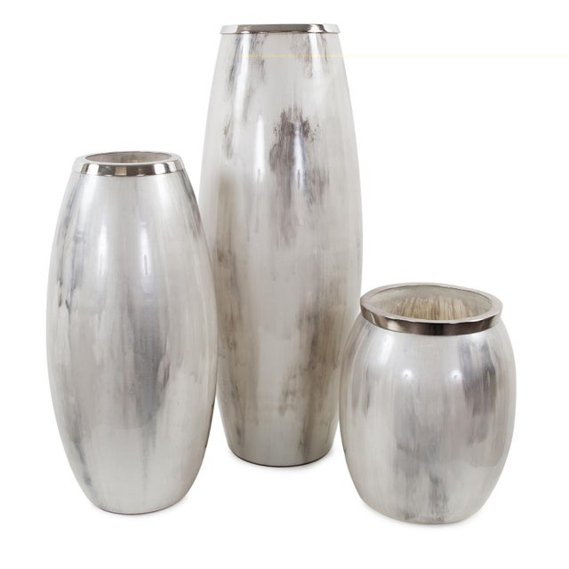 Sivas Glass Vase with Silver Accents- Small For Sale In Chicago - Image 6 of 7
