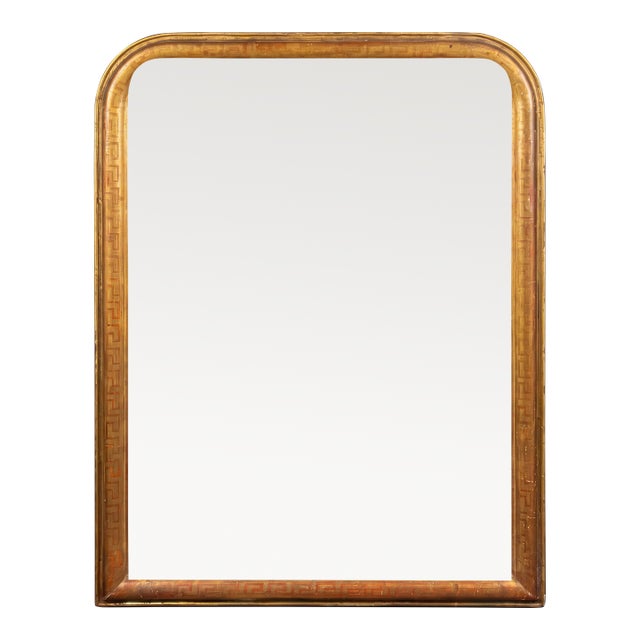 19th-C. French Louis Philippe Gold Leaf & Greek Key Giltwood Mirror For Sale