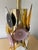 Mid-Century Modern Contemporary Brass Murano Glass Flame Lamps, Italy - a Pair EU Wired For Sale - Image 3 of 13