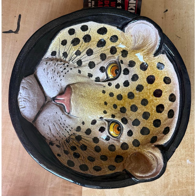 Hollywood Regency Mid-Century Hollywood Regency Italian Terracotta Leopard Plate Bowl For Sale - Image 3 of 6