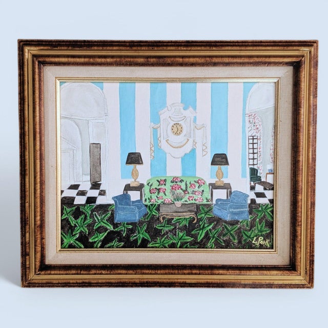 Original Fauvist Greenbrier Resort Hotel "Lobby Lounge" Dorothy Draper Interior Art For Sale - Image 13 of 14