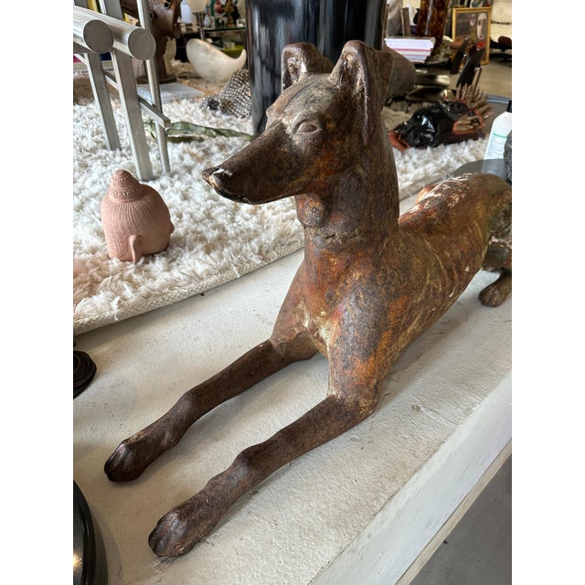 Brown 19th Century Cast Iron Greyhound Attr to J.W.Fiske For Sale - Image 8 of 12
