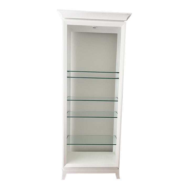 White Lacquer Bookcase With Adjustable Glass Shelves Chairish