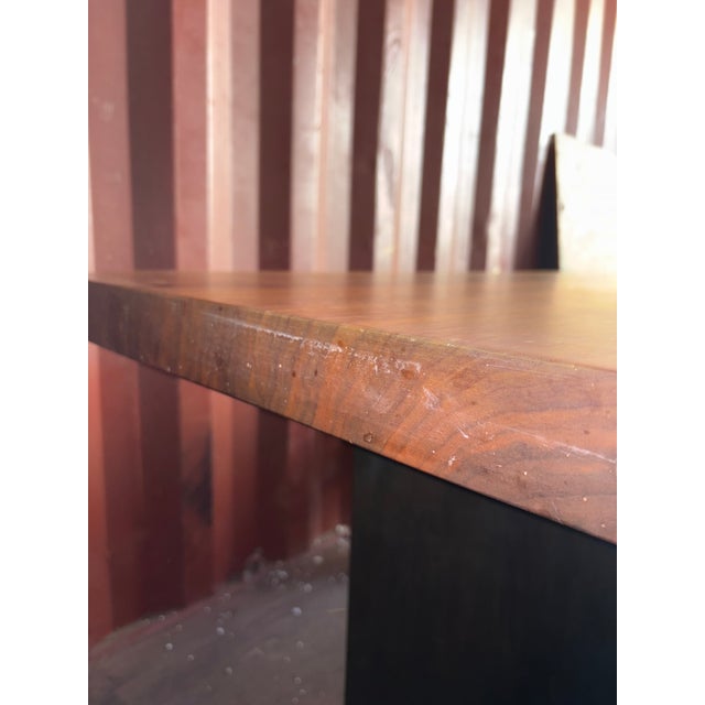 Brown Custom Walnut, Blackened Steel Legs, Live Edge, Dining Table For Sale - Image 8 of 8