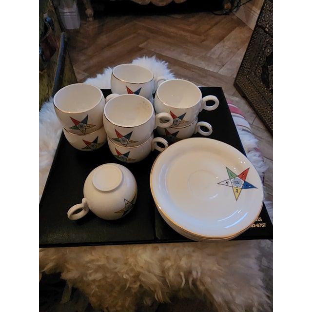Traditional Eastern Star Mason's Demitasse Set For Sale - Image 3 of 9