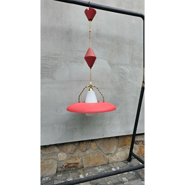 Chandelier, ceiling lamp, Solberg Fabrikke, 1950s, dimensions: height 74 cm, diameter 40 cm. European Plug (up to...