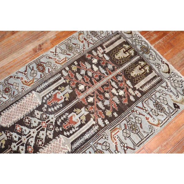 Textile Early 20th Century Zabihi Collection Brown Persian Kurd Bakhtiari Runner - 3'3" x 13'7" For Sale - Image 7 of 10