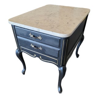 French Stone Top End Table or Nightstand For Sale