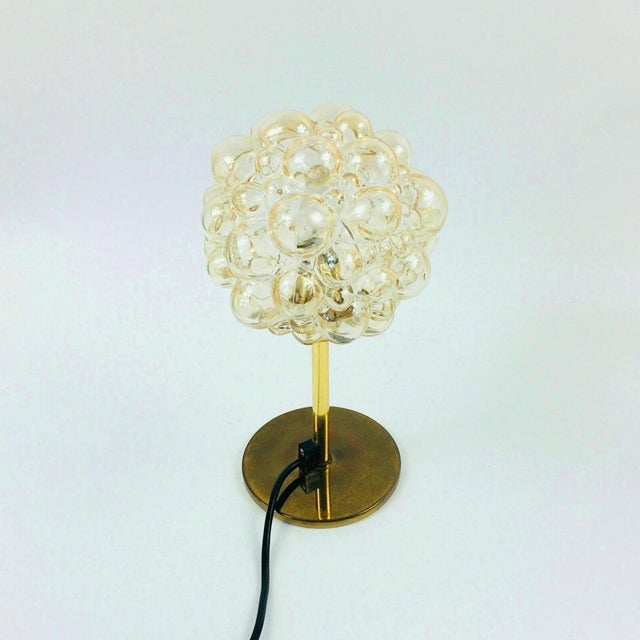 Mid-Century Modern 1 of 2 Mid-Century Bubble Glass & Brass Table Lamp by Helena Tynell, Germany, 1960s For Sale - Image 3 of 10