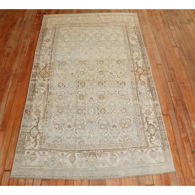 1920s Pale green, brown accent Persian Bidjar Rug