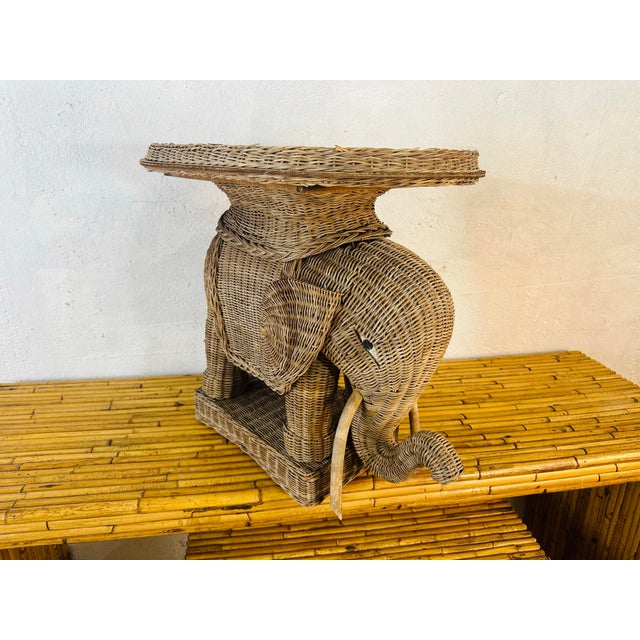 Vintage Wicker Elephant Tray Table For Sale In Charleston - Image 6 of 9