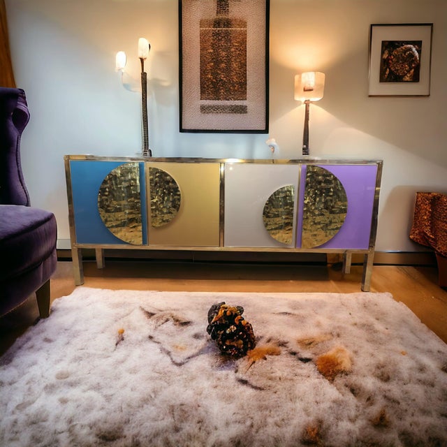 Contemporary Murano Sideboard in Glass and Brass from Justfurnituress SRL For Sale - Image 3 of 9