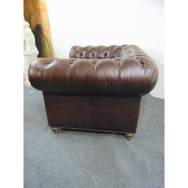 English Style Brown Leather Chesterfield Club Chair & Ottoman Chairish