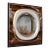"Calamità" Convex Mirror With Walnut, Stainless Steel, Bronze Details For Sale