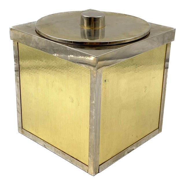 Hollywood Regency Golden Ice Bucket, Italy, Circa 1970s For Sale