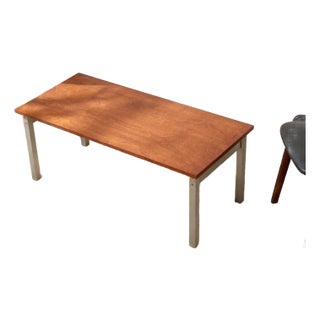 Vintage Modernist Wood and Metal Coffee Table For Sale