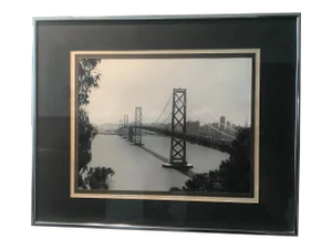San Francisco Bay Bridge Original Black & White Photograph, Framed