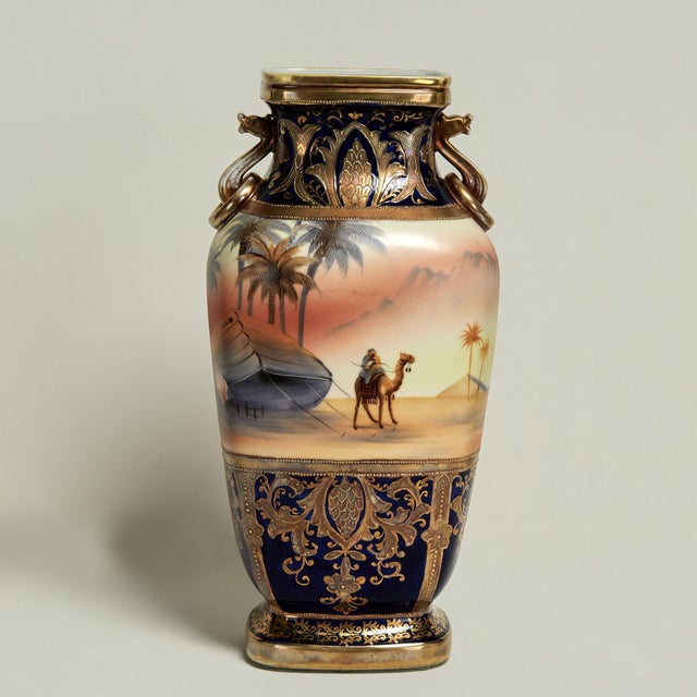Early 20th Century Antique Pair of Noritake Komaru Orientalist Vases For Sale - Image 5 of 17