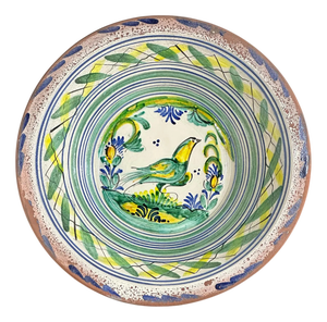 Spanish Ceramic Lebrillo Plate with Painted Bird, Triana, 1920s