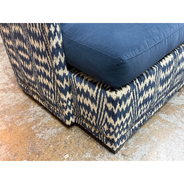 Textile Bernhardt Interiors Marcourt Custom Navy Ikat Fabric Banquette For Sale - Image 7 of 12