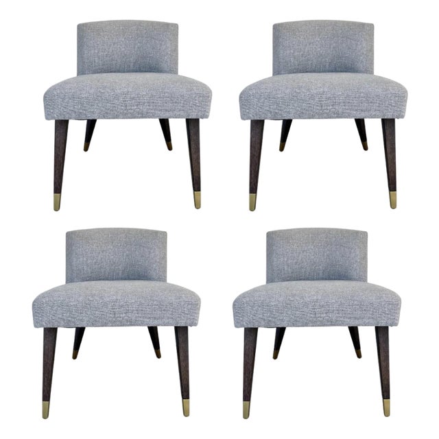 Thomas Pheasant for Baker Modern Gray Bristol Dining Chairs Set of 4 For Sale