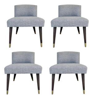 Thomas Pheasant for Baker Modern Gray Bristol Dining Chairs Set of 4