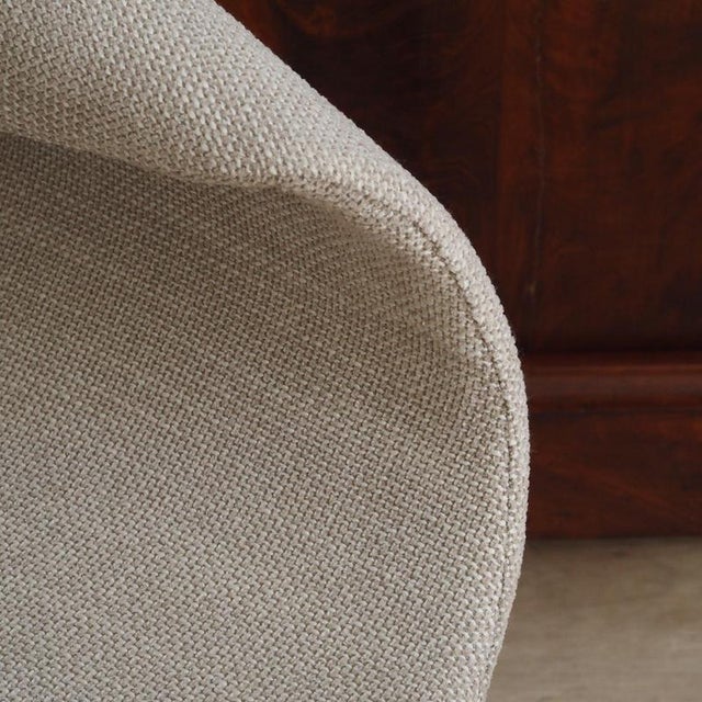 Open Back Chair in Natural White Textured Fabric For Sale - Image 5 of 9
