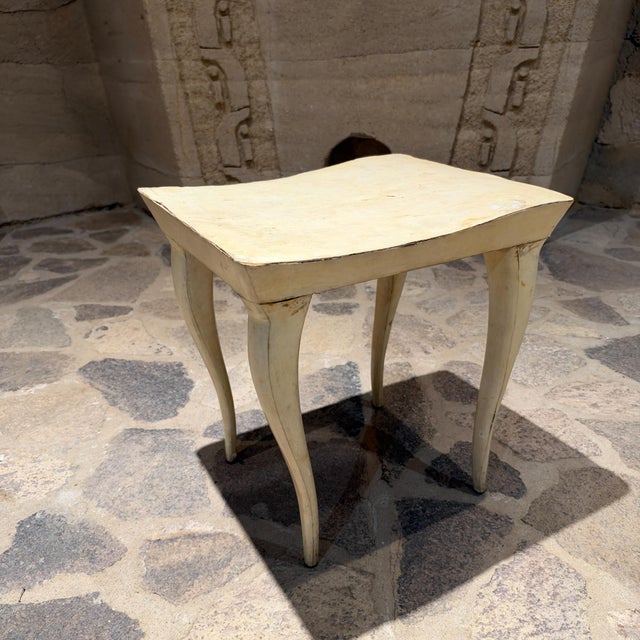 R & Y Augousti Vintage Parchment Vanity Stool or Bench Designed by R & Y Augousti For Sale - Image 4 of 13