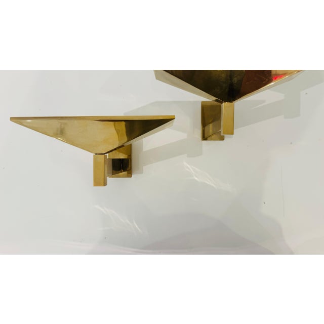 1980s Postmodern Pierre Disderot Verre Lumiere French Gold Wall Lamps - a Pair For Sale - Image 13 of 13