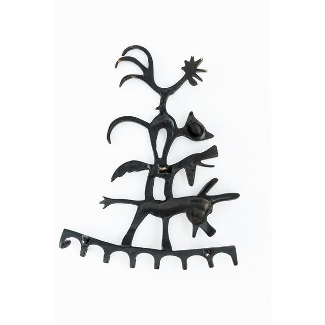 Mid-Century Modern Brass Donkey, Dog, Cat and Cock Key Hanger by Walter Bosse for Herta Baller, Austria, 1950 For Sale - Image 3 of 9