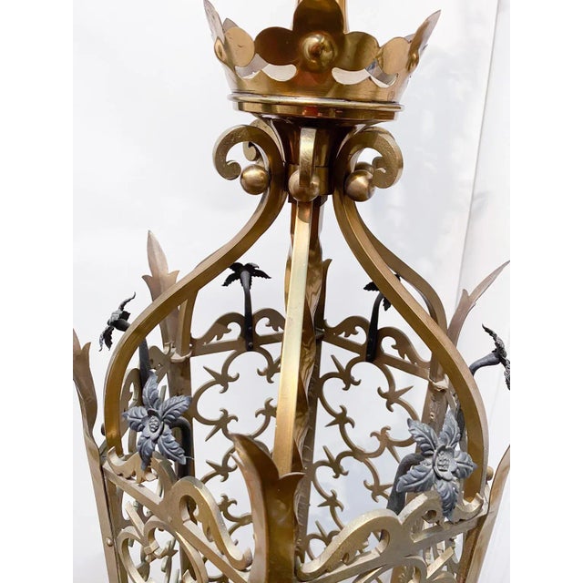 1940s Vintage Brass Lantern For Sale - Image 5 of 7