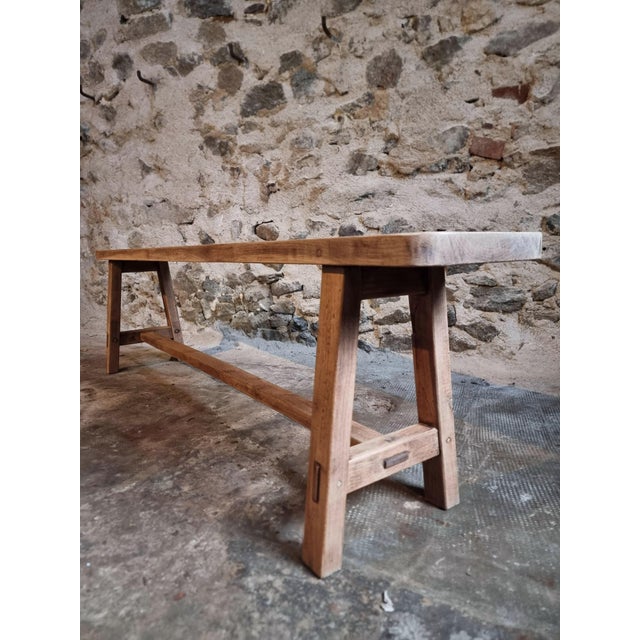 Vintage French Oak Bench, 1960s For Sale - Image 9 of 15