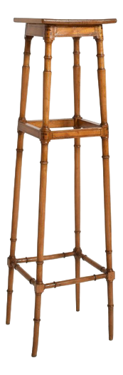 Light Wood and Faux Bamboo Pedestal Table, 1890s