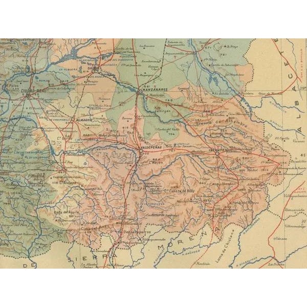 A Detailed Cartographic Survey of La Mancha in Spain, 1902 For Sale - Image 3 of 6