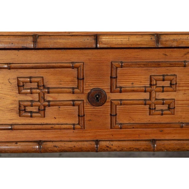 19th Century French Bamboo Beech & Pine Mirrored Armoire, 1870s For Sale - Image 17 of 18