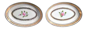 Neale & Co. Creamware Oval Botanical Dishes - A Pair