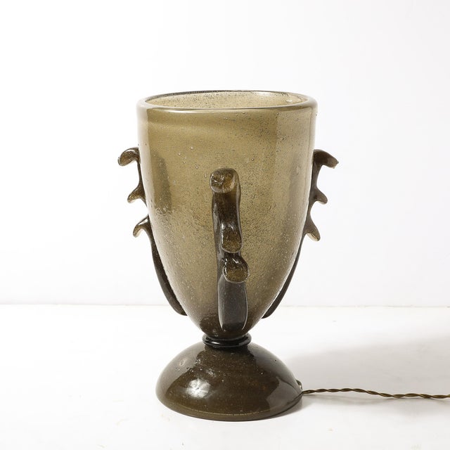 Pair of Mid-Century Sculptural Hand-Blown Smoke Murano Bullicante Glass Uplights For Sale In New York - Image 6 of 17