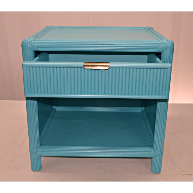 BlueGreen Rattan Nightstand Chairish