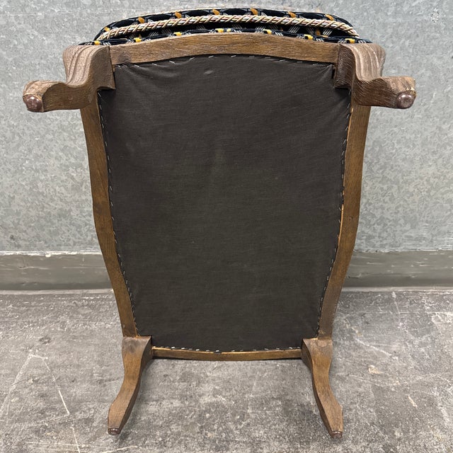 Traditional Geometric Velvet Ottoman, Vintage For Sale - Image 12 of 12