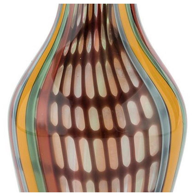 Rainbow Glass Vase with Colorful Stripes, Italy, 1970s For Sale - Image 4 of 5