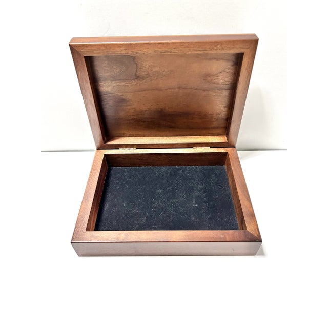 English Vintage Solid Walnut Jewelry or Valet Box – Handcrafted Wooden Keepsake Storage Box For Sale - Image 3 of 8