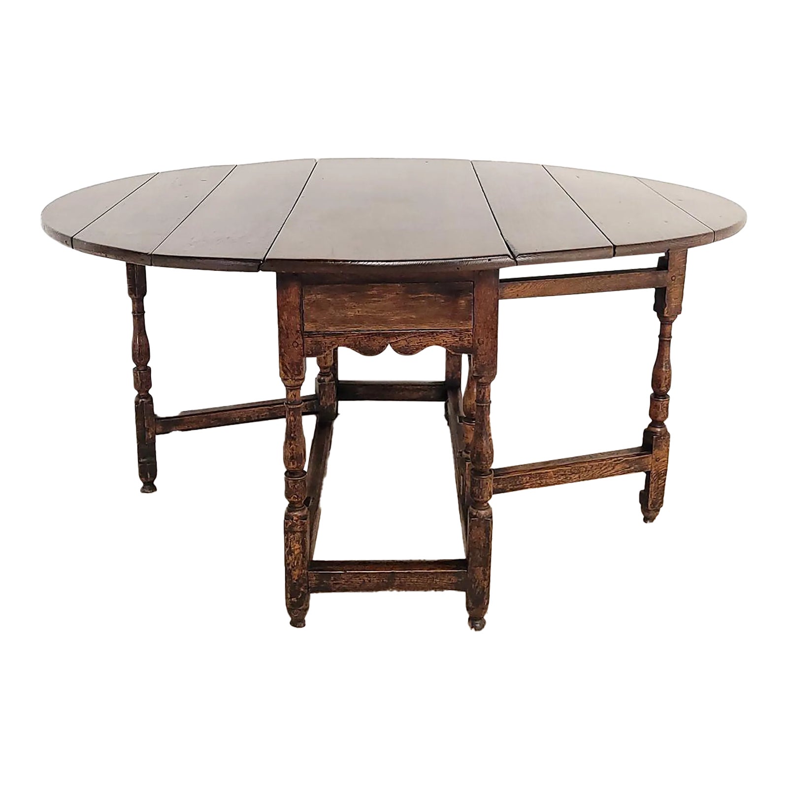 Rustic English Oak Dropleaf Table, 19th Century or Earlier. As Is ...